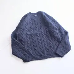 90s OLD GAP ケーブル編み Vネックニット　B7