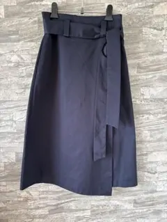 ネイビー フレアスカート ウエストリボン　ZARA ラップスカート