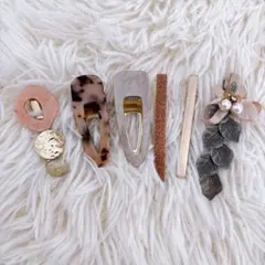 ヘアクリップ　ヘアアクセサリー　6点セット