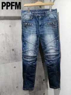 美品 PPFM ダメージ加工 ストレッチデニム バイカーパンツL 00s Y2Kのサムネイル