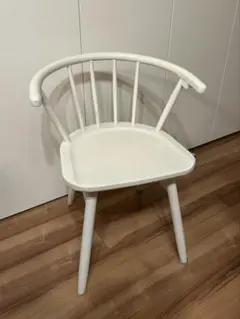 ホワイト 木製 アームチェア ダイニングチェア