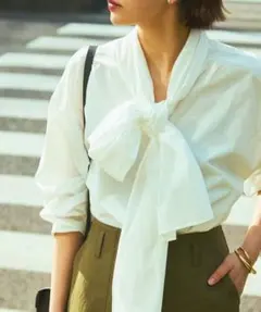 2【M】ローファッジ 福田美和コラボ マルチウェイボウタイブラウス 