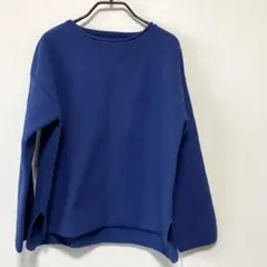 青のリブ編み長袖ニット　新品、未使用