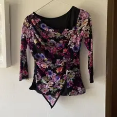 社交ダンス レッスンウェア トップス 花柄 アシンメトリーのサムネイル
