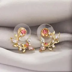 新品未使用 ピアス ゴールド リーフ 綺麗 cz レディース 韓国 #D82-1