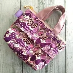 蝶々デザイン　バッグ型ポケットティッシュケース付きミニポーチ