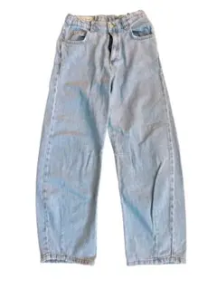 ZARAキッズジュニア150ライトブルーデニムパンツカーブパンツバレルパンツ