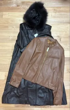 新品、タグ付き！レザージャケット、レザーコート２点セット