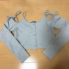 Heather 長袖 オフショルダー トップス グレーのサムネイル