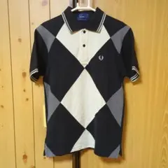 【希少】FRED PERRY アーガイル　半袖ポロシャツ　黒　S