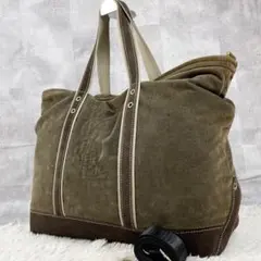 A4可 美品 イヴサンローラン スエード トートバッグ カサンドラロゴ 茶