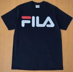 90s USA製 FILA ビッグロゴTシャツ M ブラック フィラ 半袖 古着