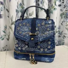 デニムスタッズリュック型ハンドバッグ