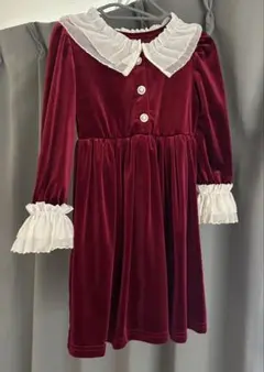 SHEIN 子供用ワンピース 赤 ベロア 4Y