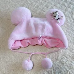 ディズニー ミニーマウス 耳付 マスコット付ファンキャップ 帽子 被り物