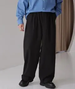 MONO-MART テックリネン ワンタックワイドイージーパンツ