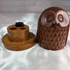 欅印鑑立て　ふくろう