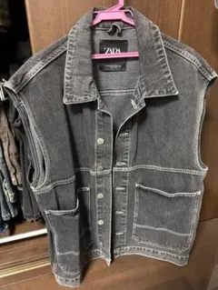 ZARA グレー デニムベスト