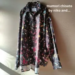 ツモリチサト by ニコアンド カラフルシャツ 長袖 総柄 オーバーサイズ