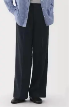 無印良品 タックストレートパンツ ネイビー S