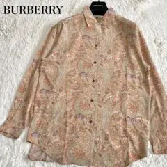 極美品 BURBERRY バーバリー ペイズリー 薄手 長袖 シャツ 総柄