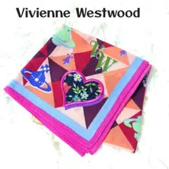 美品✨️ヴィヴィアンウエストウッド　大判ハンカチ　オーブ　刺繍　総柄　ピンク