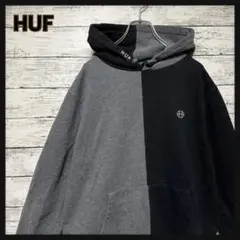 【希少】HUF☆ハフ ワンポイントロゴ刺繍ツートンパーカー フーディー