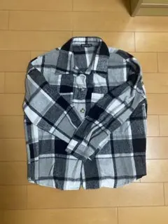 SHEIN チェックシャツ　M ブラック×ホワイト