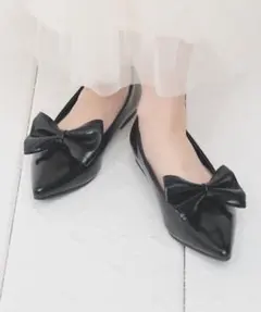 値下げ可能！Honeys 2wayリボンフラットシューズ ブラック 23.5cm