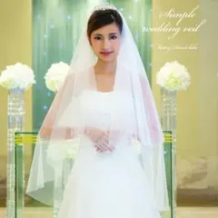 ウェディングベール アイボリー 2層 80×120cm シンプル