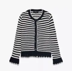 ZARA ザラ　フリル ボーダー カーディガン