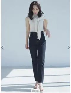 アニュアンス　スリムストレートデニムブラックsize0