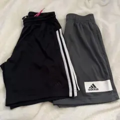 adidas ハーフパンツ 黒 グレー サイドストライプ