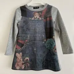トレーナー　チュニック　ワンピース　グレー　アニマル　120㎝　女の子