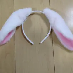 うさぎ耳 カチューシャ ホワイト ピンク