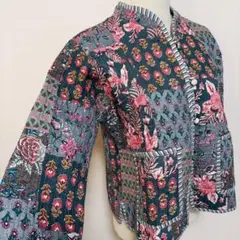 インド　ブロックプリント　パッチワークジャケット　訳あり