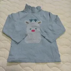 トナカイ柄 ハイネック長袖Tシャツ