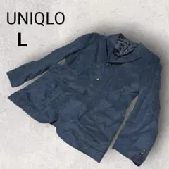 ユニクロ メンズ テーラードジャケット L 紺 羽織 麻100% シンプル