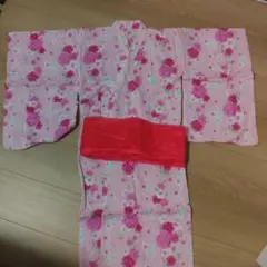 花柄ピンク浴衣 110サイズ 帯付き