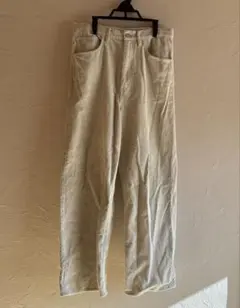 GU コーデュロイバギーパンツ 丈標準 S ナチュラル オフホワイト ベージュ