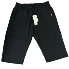 メンズ ハーフパンツ ショートパンツ 7分丈 通気性 シンプル ブラック 3XL