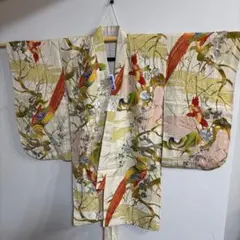 ちゃこさま専用　七五三　アンティーク小さなお振袖多彩な鳥刺繍に金銀の煌き