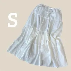 ⭐️週末セール⭐️GU ティアードロングスカート 白 S フェミニン 大人カジュアル