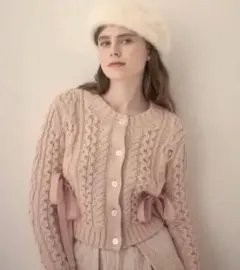 デイシーDEICYリボンケーブルニットカーディガン