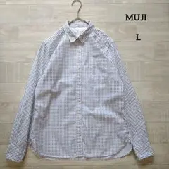 MUJI 無印良品 ドット柄コットンシャツ L