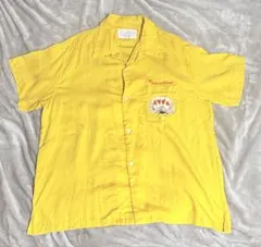 70s 80s USA製HILTON ボーリングシャツ イエロー - メルカリ