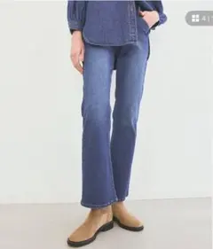 【試着のみ】coca テレコ風デニムフレアパンツ　Sサイズ