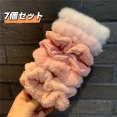 シュシュ 7個セット ヘアゴム ヘアバンド ヘアアクセサリー 髪ゴム ふわふわ