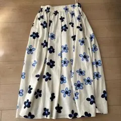 marimekko x UNIQLO 花柄 フレアスカート リネンブレンド M