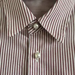 ROPE’PICNIC 赤と白のストライプ パールボタン 長袖シャツ　MからLのサムネイル